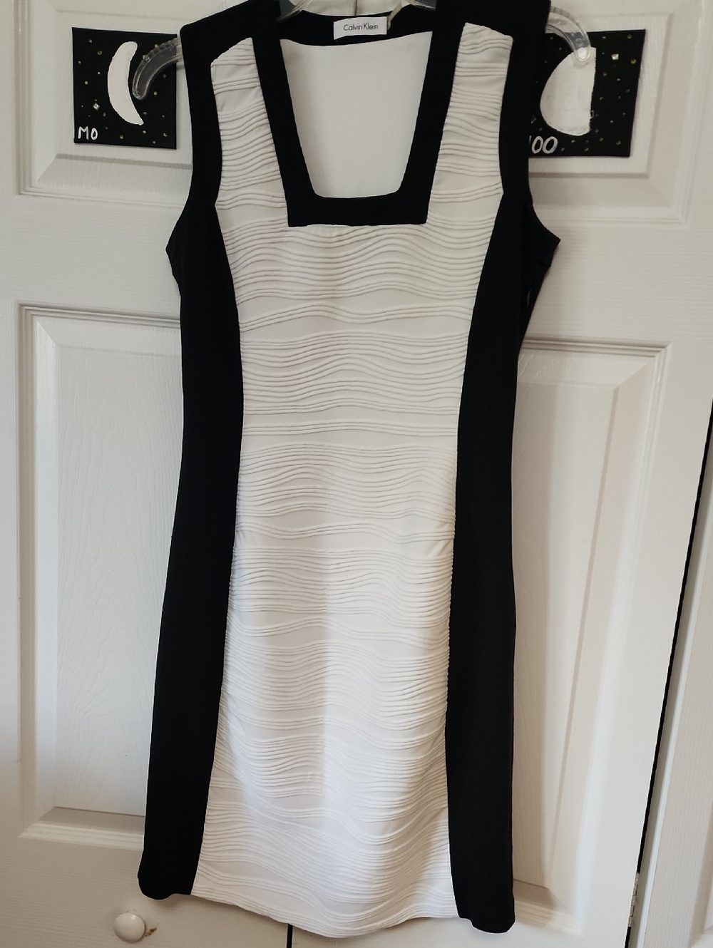 Calvin Klein Black and White Midi Dress